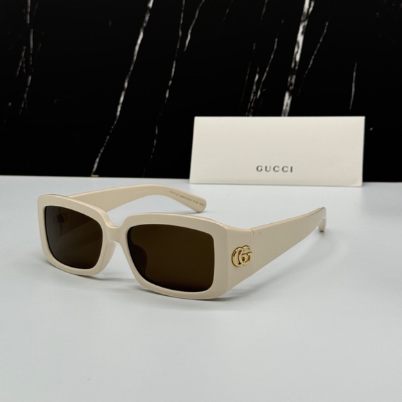 NEW GG1403SK 004 GUCCI BEIGE BROWN SQUARE WOMEN GUCCI SUNGLASSES - Picture 1 of 11